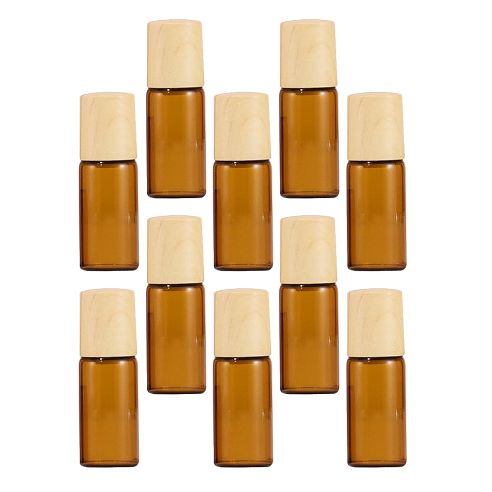 10pcs Essential Oil Roller Bottles 3ml Amber Glass Empty Refillable