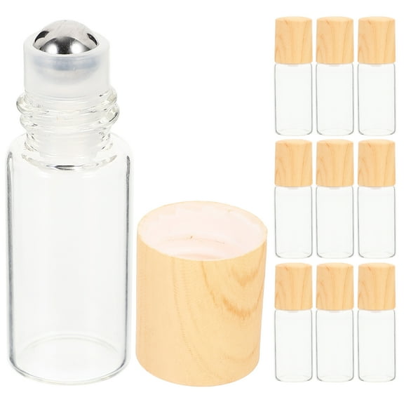 Set of 10 Leakproof 1ml Glass Roller Bottles, Refillable Sample Containers for Aromatherapy, Travel, Essential Oils, and Blends