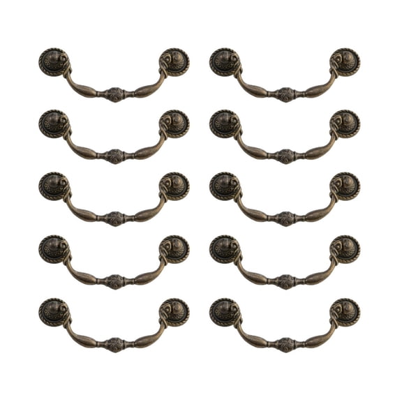 10pcs European Cabinet Handles, 4.5" Vintage Drawer Pull Handles Antique Bronze Pull Handles for Dresser Cupboard Wardrobe