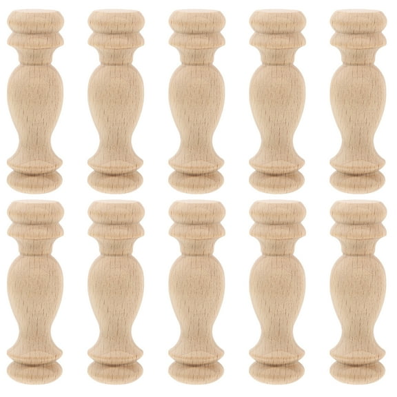 10pcs European Style Decorative Unpainted Wood Newel Post Handrail for DIY Staircase Furniture Woodworking Craft Spindles