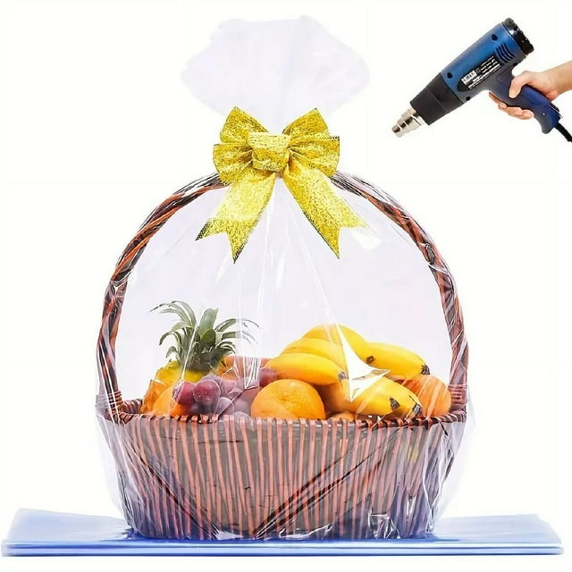 10pcs, Extra Large Shrink Wrap Basket Bags Gift Baskets Clear