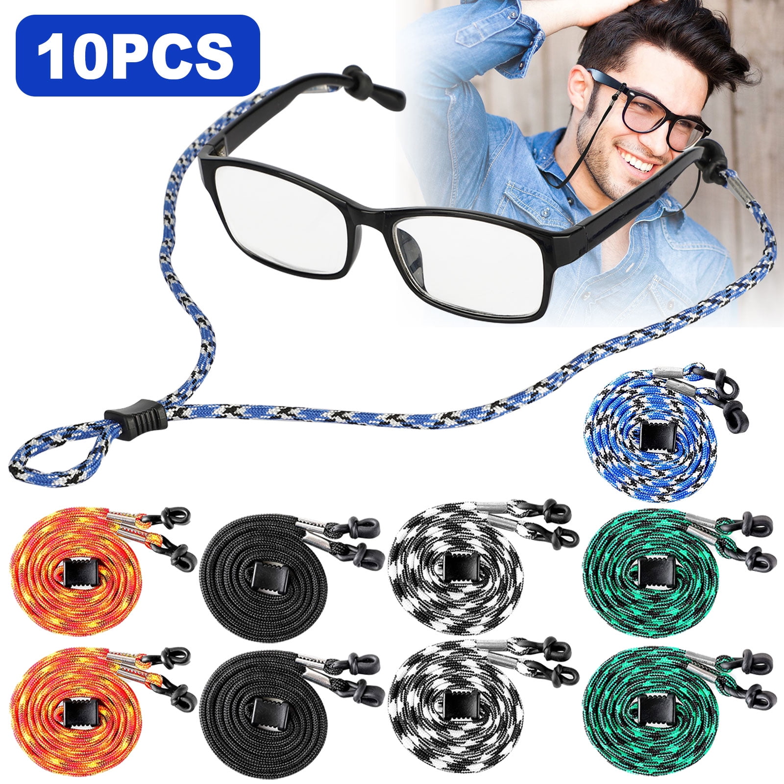 10pcs Eyewear Retainers, TSV Polyester Glasses Straps, Adjustable Glasses  Lanyard Holder Around Neck