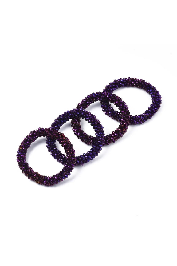 10pcs Faceted Electroplate Glass Beads Stretch Bracelets Torsade Bracelets Rondelle Indigo Inner Diameter: 2 inch(5cm)