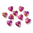 thumbnail image 1 of 10pcs Faceted Glass Charms Heart Back Plated Magenta 14x14x7.5mm Hole: 1.4mm, 1 of 2