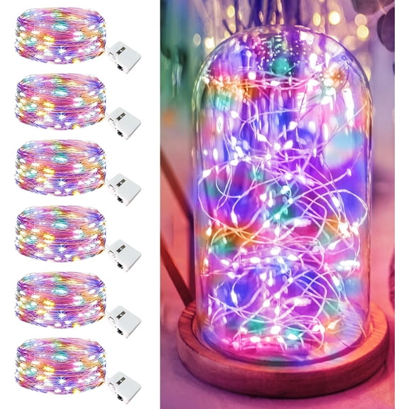 10pcs Fairy Lights Battery Operated - 7ft 20 Led Twinkle Lights 3 Modes, Multi-Colored Bulk Mini String Lights Waterproof for Mason Jars Vases DIY Party Wedding Decoration Christmas