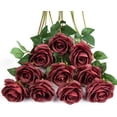 thumbnail image 1 of 10pcs Fake Black Roses Artificial Silk Flowers Faux Rose Flower Long Stems Bouquet for Arrangement Wedding Centerpiece Party Home Kitchen Decor (Black), 1 of 5