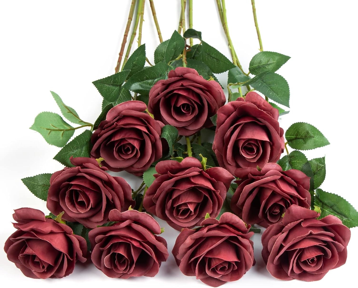10pcs Fake Black Roses Artificial Silk Flowers Faux Rose Flower Long ...