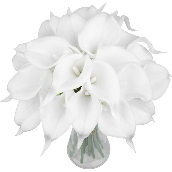 10pcs Fake Calla Lily Flowers Real Touch Latex Artificial Calla Lilies Flowers for Home Wedding Bouquet Baby Shower Centerpieces Party Decor (Gold)