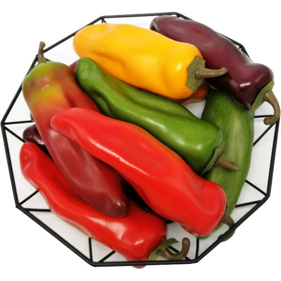 10pcs Fake Chili Pepper Artificial Vegetables Vivid Mixed Colors Artificial Hot Peppers for Home Kitchen Fruit Shop Supermarket Desk Decorations Or Props