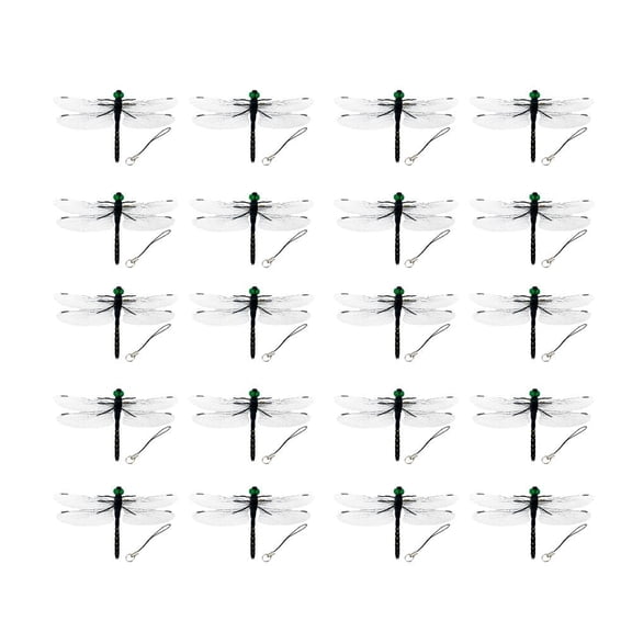 100pcs Fake Dragonfly Bug Repellent, 5.5" Large Realistic Dragonfly Model with Safety Pin & Lanyard, Chemical-Free Insect Deterrent for Camping, Strollers & Gardens