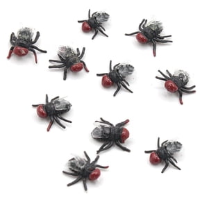 10pcs Fake Fly Flies Bug Plastic Mock Insects Reptile Joke Toys Prank Scary Trick Tricky Brains for Fool's Day Party