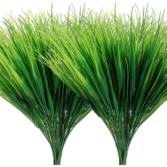 10pcs Fake Grass Plant, Artificial Outdoor Plants UV Resistant, Wheat Bushes Plastic Artificial Shrubs, Faux Greenery for House Garden Patio Front Porch Indoor Decor