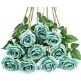 thumbnail image 1 of 10pcs Fake Roses Artificial Silk Flowers Faux Rose Flower Long Stems Bouquet for Arrangement Wedding Centerpiece Party Home Kitchen Decor(Ivory-White Long Stem), 1 of 5