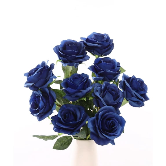 10pcs Fake Roses Artificial Silk Flowers Faux Rose Flower Long Stems Bouquet for Arrangement Wedding