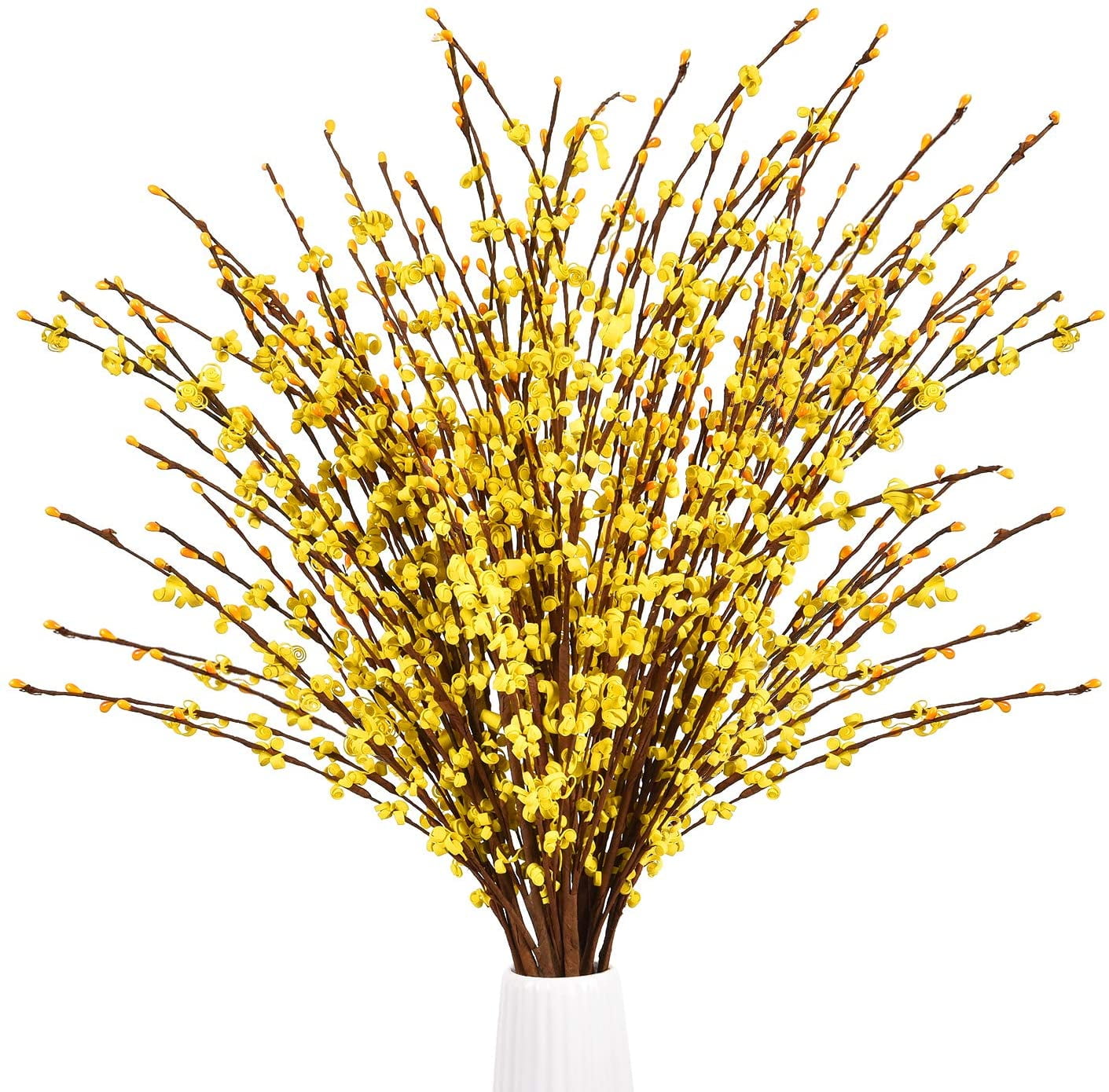 10pcs Faux Jasmine Long Artificial Jasmine Flowers Faux Jasmine Branches Artificial Flowers Fake Flowers Long Stem Artificial Flowers for Tall Vase Home Kitchen Office Wedding DIY Decor, Yellow