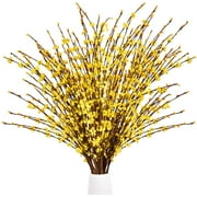 10pcs Faux Jasmine Long Artificial Jasmine Flowers Faux Jasmine Branches Artificial Flowers Fake Flowers Long Stem Artificial Flowers for Tall Vase Home Kitchen Office Wedding DIY Decor, Yellow