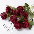 thumbnail image 1 of 10pcs Faux Rose Artificial Flowers with Long Stem Fake Roses Bouquet for Arrangement Wedding Centerpiece Party Home Kitchen Decor (Red), 1 of 5