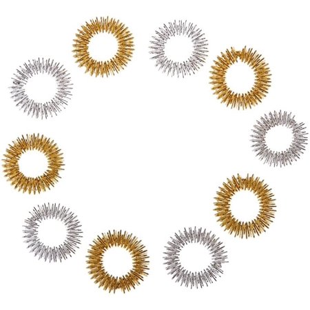 10pcs Finger Acupressure Massage Rings Chinese Medicine Acupressure Massage Rings (Random Color)