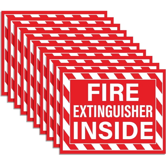 10pcs Fire Extinguisher Inside Stickers | Self Adhesive Weatherproof Vinyl Fire Extinguisher Decals, Perfect for Indoor/Outdoor Use, Trucks, RVs, Vehicles