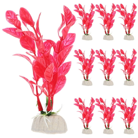 10pcs Fish Tank Plastic Plants Decor Aquarium Landscaping Plants Fish Tank Decoration