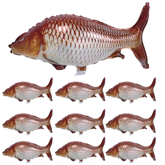 10pcs Fishing Balloons: Fish Shaped Aluminum Film Balloons - Realistic Inflatable Carp For Party Decorations Events And Birthday Celebrations