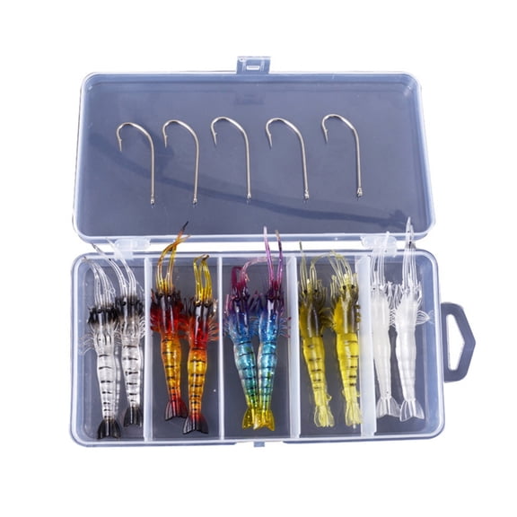 10pcs Soft Shrimp Lures Rig Silicone Artificial Baits Simulation Shrimp Fishing Lures Fishing Jigs with Hook for Trout