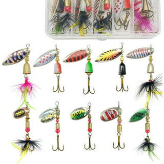 10Pcs Spinner Crankbait Rooster Tail Bass Trout Fishing Lure Lot Gear Tackle  Box