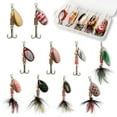 thumbnail image 1 of 10pcs Fishing Lure Spinnerbait, Bass Trout Salmon Hard Metal Spinner Baits Kit with Tackle Boxes, 1 of 7