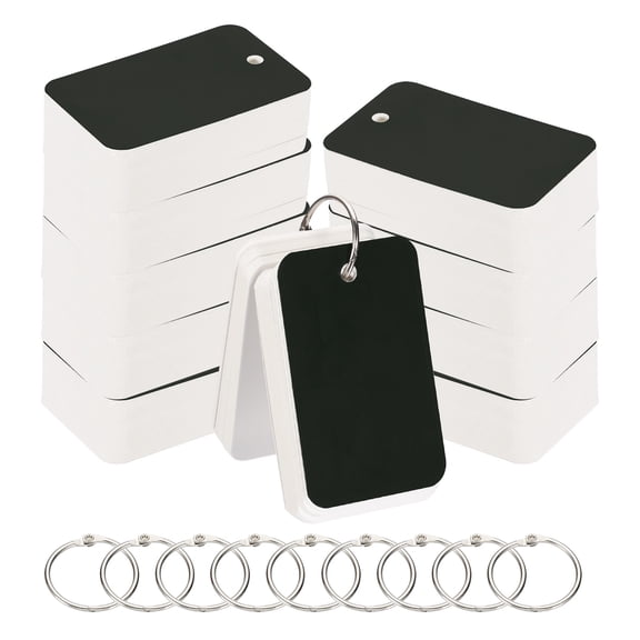 10pcs Flash Card with Ring, 3.5x2" Flash Card Blank 100 Sheets Each White Blank Index Cards Small Note Cards for Studying Memory Learning, Grey
