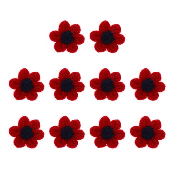 10pcs Flower Patches Handmade Flowers DIY Craft Materials Wool Knitting Flower