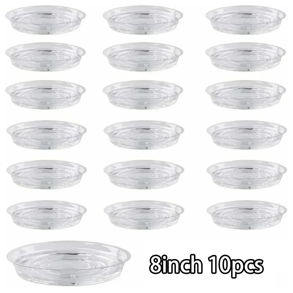 10pcs Flower Pot Mat Garden Plant Saucer Drip Tray Round Pot Base Clear ...