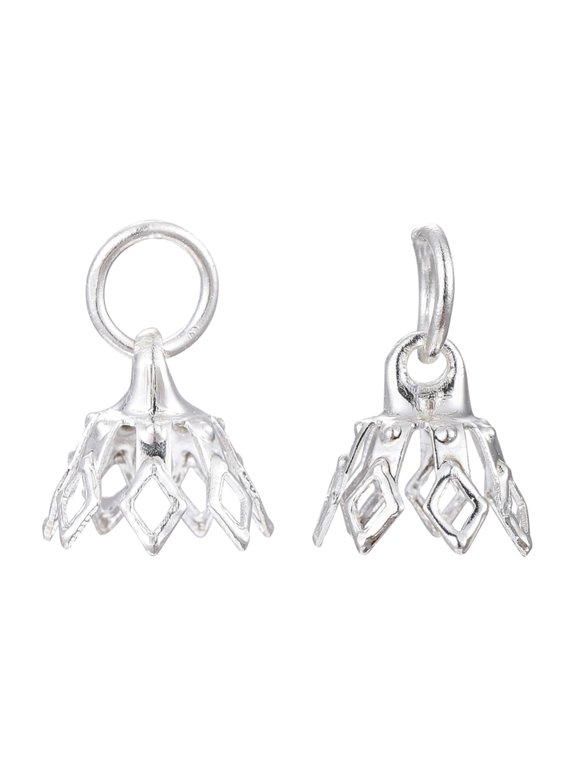 10pcs Flower Rack Plating Brass Pendant Bails Silver color Plated 8x8mm Hole: 3mm
