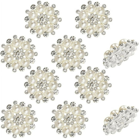10pcs Flower Sew on Rhinestone Alloy & Glass Rhinestone & Plastic Imitation Pearl Multi-Strand Links for Costume bag Hat Accessories Silver 27.5x8mm