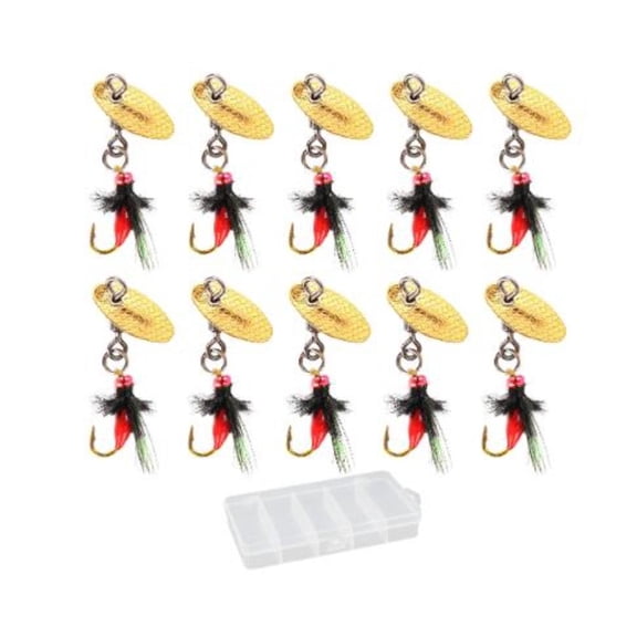 10pcs Fly Fishing Lures with Tackle Box Outdoor Fishing Spinner Kit Fly Trout Fishing Lures for Bass Salmon Pike Wet Fishing Flies Fishing Lure
