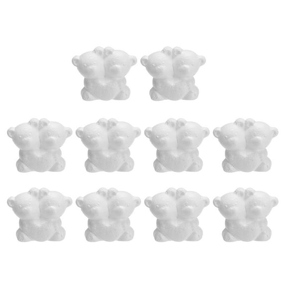 10pcs Foam Bear, 2.9in Bear Foam Animal White Foam Shapes Bulk Sculptures for Craft Decorations