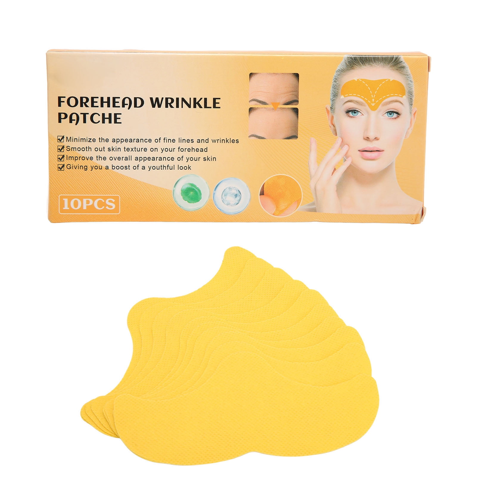 10pcs Forehead Wrinkle Patches Hydrolyzed Collagen Skin Firming Lifting ...