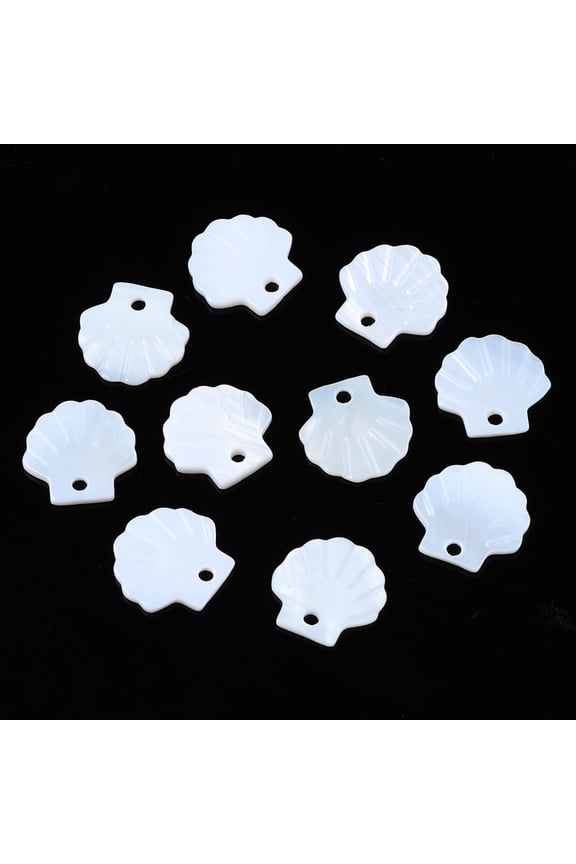 10pcs Freshwater Shell Pendants Shell Seashell color 12.5x12.5x1mm Hole: 1.6mm