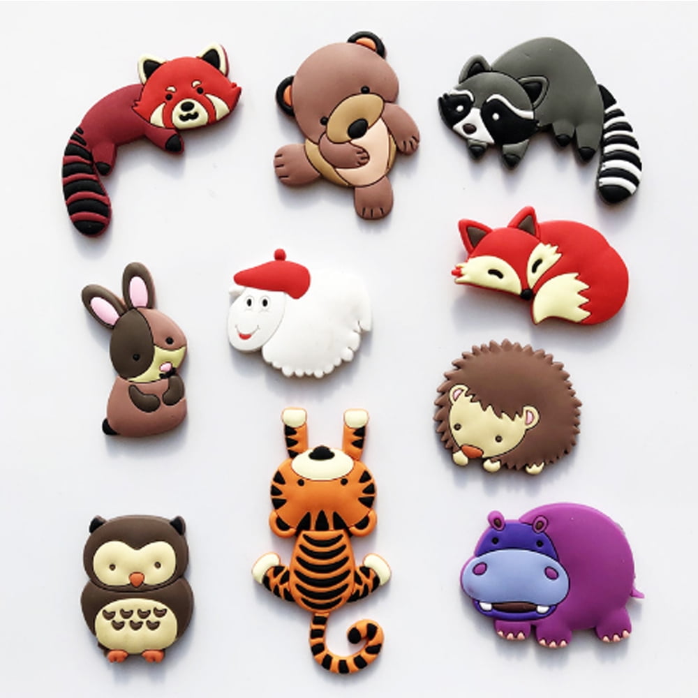10pcs Fridge Cartoon Zoo Animal Toys for