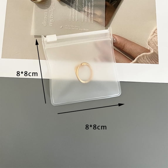 10pcs Frosted Transparent Plastic Jewelry Organozer Bags EVA Ziplock Sealed Pouches Earring Bracelet Storage Packaging Supplier 8x8cm 10pcs