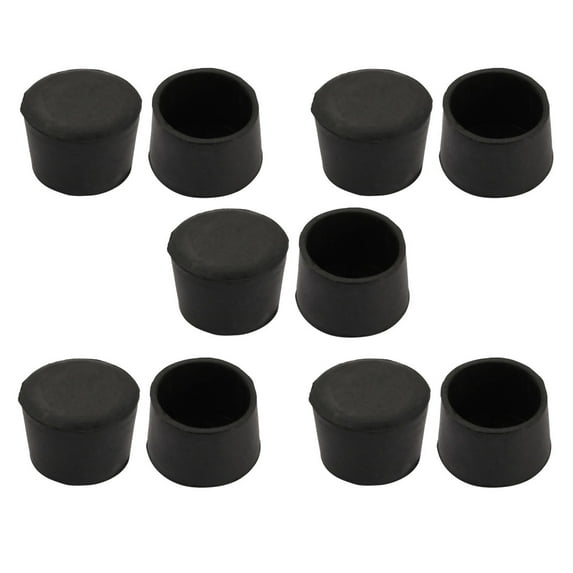 10pcs Furniture Desk Chair Fitting Round Rubber Leg Tip Cap 40mm Inner Dia Black