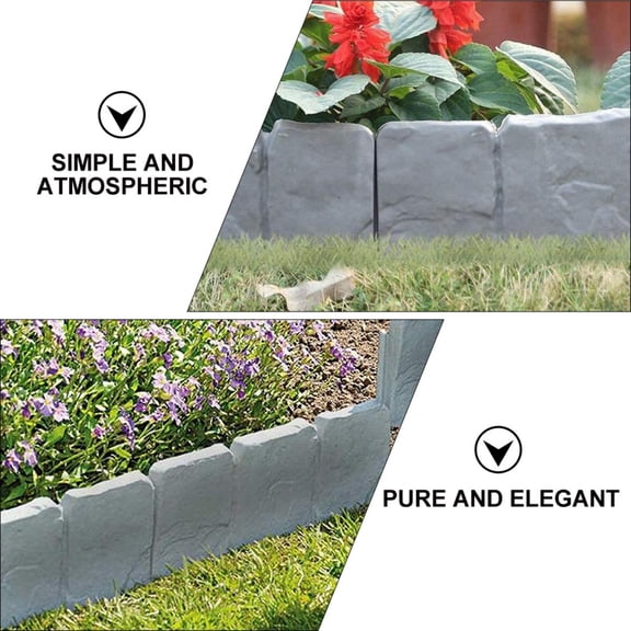 10pcs Garden Edging Border Faux Stone Form Design -deform Garden Edging Border, Garden Landscape Edging Border Yard Supply, Gray