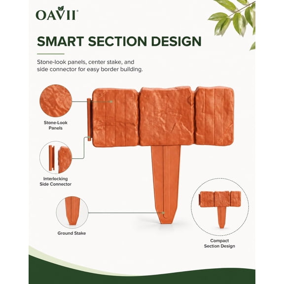 10pcs Garden Edging Border Faux Stone Form Design -deform Garden Edging Border, Garden Landscape Edging Border Yard Supply, Red