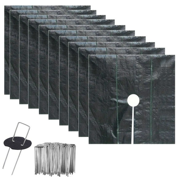 10pcs Garden for Protection Mats Grass Control Tree Disc Mulch Mat with Ground Pegs