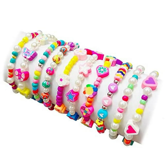10pcs Girl Bracelet Stretchy Bead Bracelets Colorful Rainbow Boho Bead