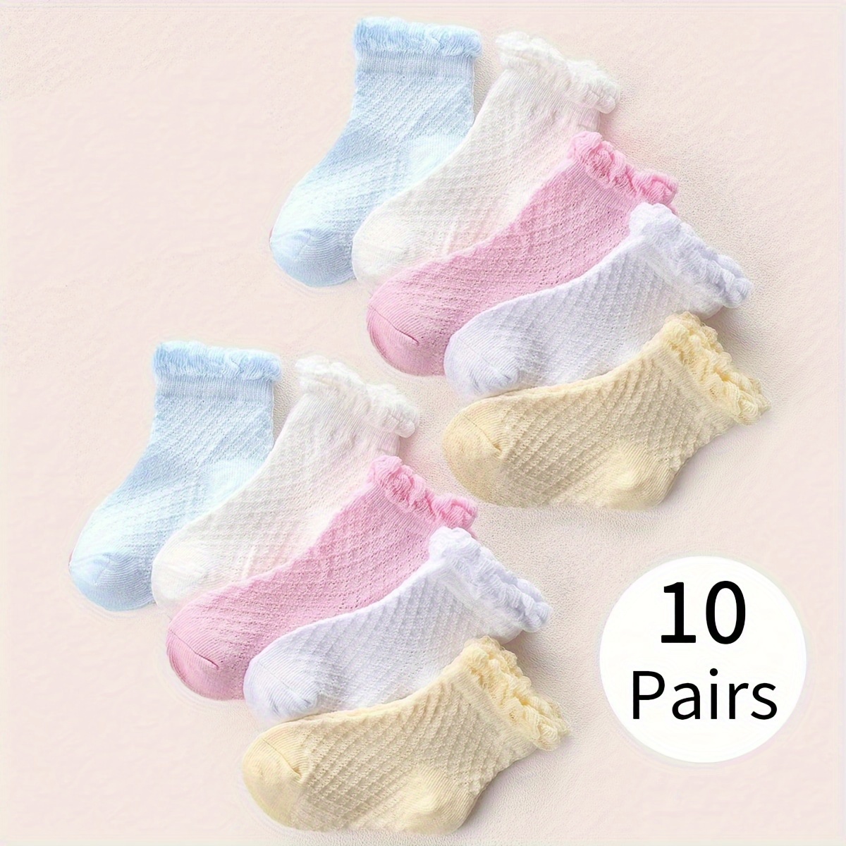 10pcs Girls' Princess Socks Sweet, Cute & Comfy Cotton Blend