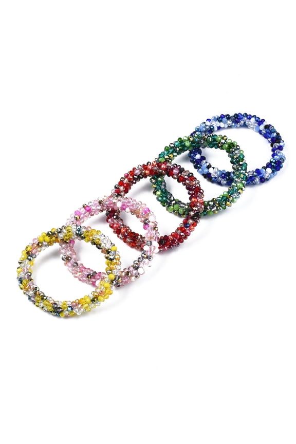 10pcs Glass Beaded Crochet Stretch Bracelet Fashion Nepal Bracelet for Women Mixed color Inner Diameter: 1-7/8 inch(4.7cm)