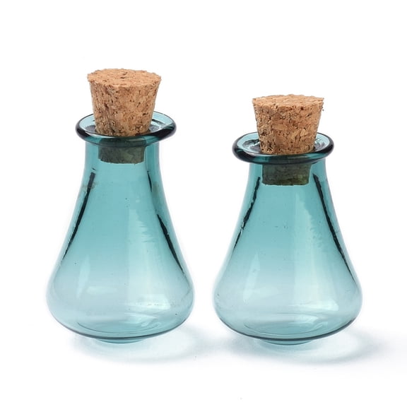 10pcs Glass Cork Bottles Glass Empty Wishing Bottles Vials for Home Decorations Dark Cyan 1.7x2.7cm
