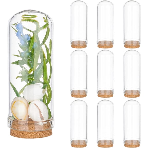 10pcs Glass Display Dome Cloche 20ml Display Bottles Bell Jar with Cork Base Glass Decoration Bottles for Wedding Fairy Party Favors Crafts Christmas Decorations 1.1x2.8inch