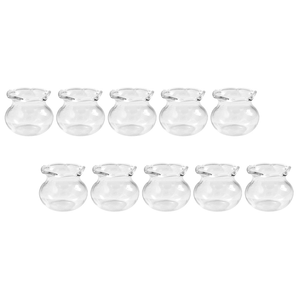 10pcs Glass Fish Tanks Desktop Ornaments Mini House Fish Tanks Micro