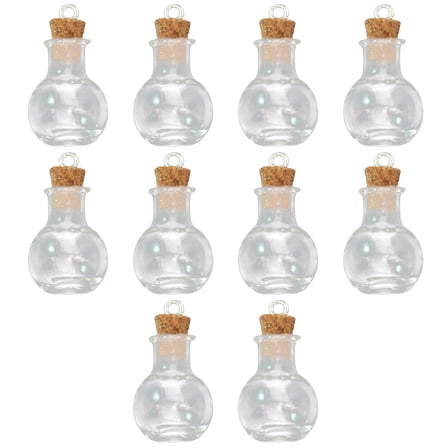 10pcs Glass Wish Bottles With Corks For Crafting And Wedding Occasion Necklace Pendant Bottles Clear Glass Container